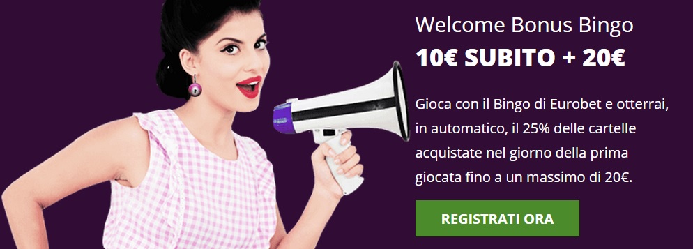 Welcome bonus bingo bingo promozione