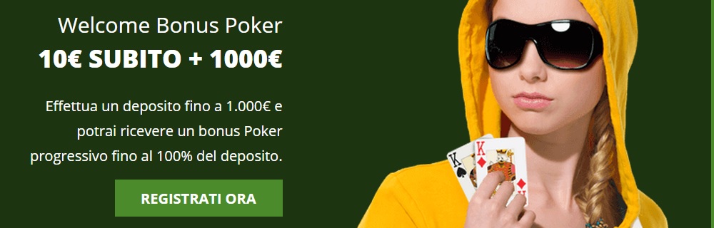 Welcome bonus poker poker promozione