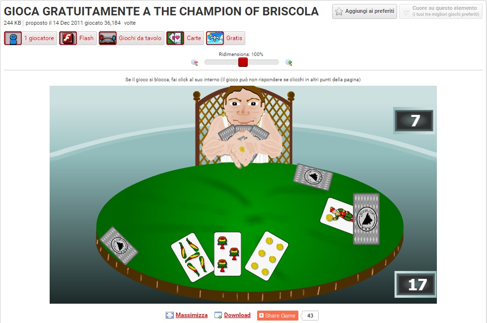 Champion of Briscola Y8.com briscola y8