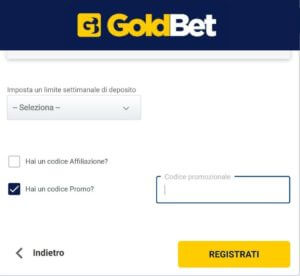 codice promozionale goldbet